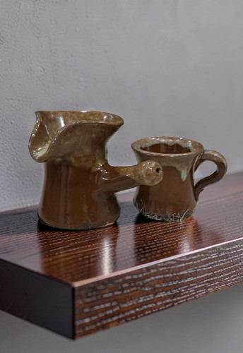 Vintage glass teapot cup - glass,