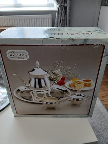 Silver plated tea set 4pc - plated,